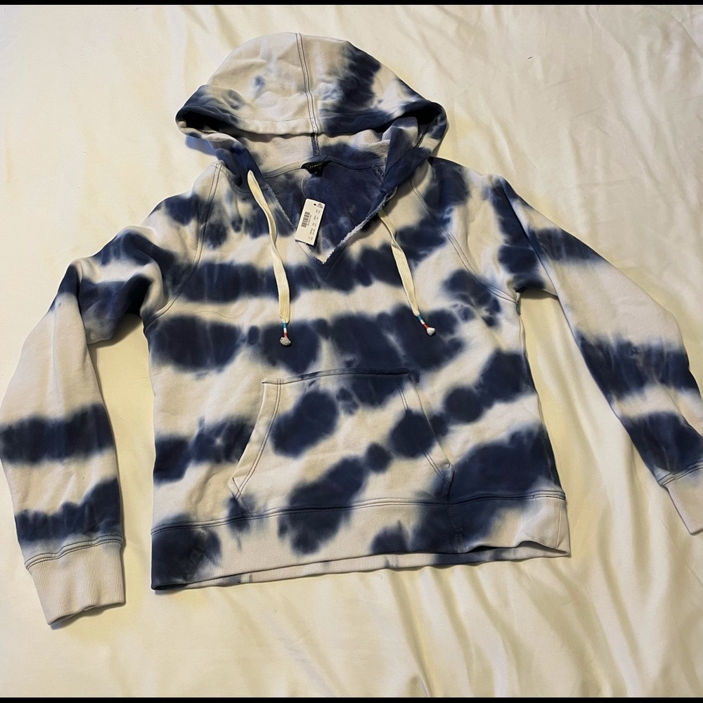 J. Crew - Navy and white tie dye sweatshirt with beads